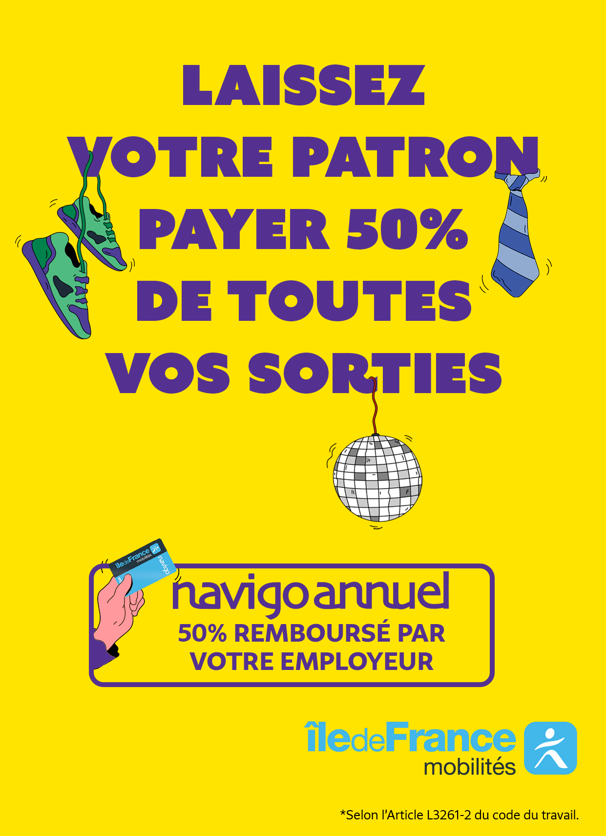 Affiche Île-de-France Mobilités sur le remboursement employeur
